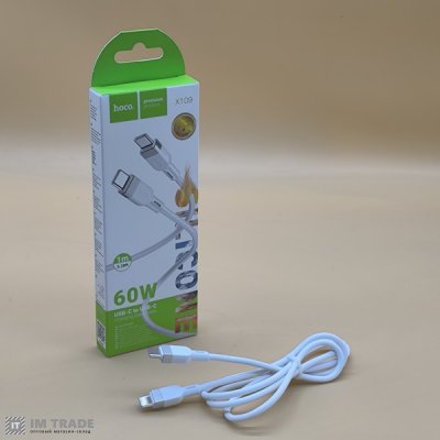 кабель Type-C to Type-C HOCO X109 silicone 1м білий