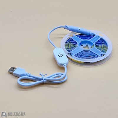Світлодіодна стрічка IP20 W502-320led  5V/2м./8мм.  (біле світло)  + сенсорний датчик
