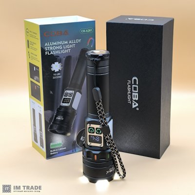 Ліхтар вбуд.акум алюм COBA CB-A282-TG(біле+черв. світло) zoom  +SMD,Type-C,PowerB. 5+4реж