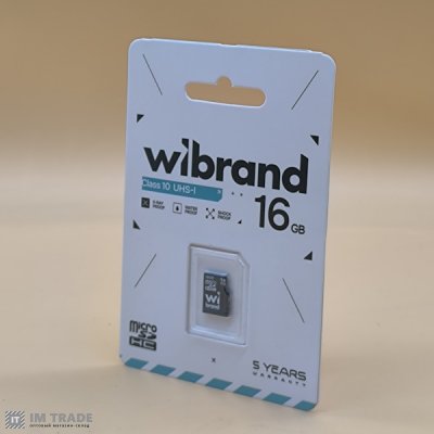 Карта памяти 16 Gb microSDHC Wibrand , Class10 без адаптера