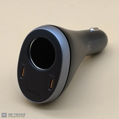 АЗУ авто Hoco Z61А PD60W (1 гніздо прикурювача/2Type-C) чорний цифр. дисплей