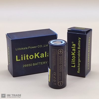 Акумулятор 26650 LiitoKala 5000mAh 3,7V/1sh   (Lii-50A)  (15А)