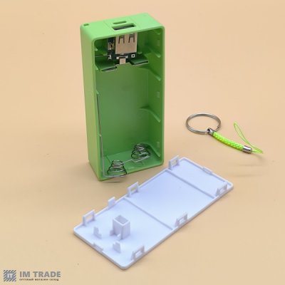Банк заряда BOX пластик, USB (2x18650)