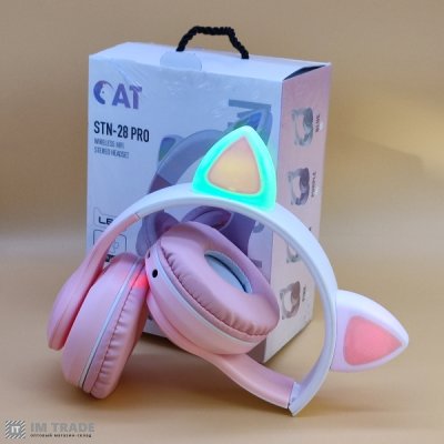 Наушники Bluetooth УШКІ CAT STN - 28PRO (Розевий)
