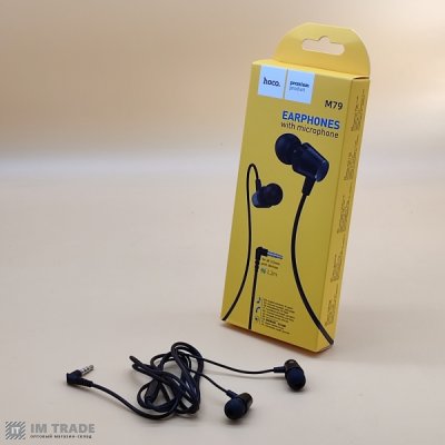 Гарнітура HOCO M79 black +mic ( КУТОВИЙ ДЖЕК 3,5)