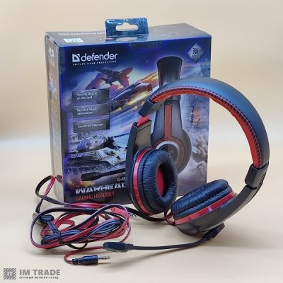 Навушники Defender Warhead G-185 чорно-червоні +мікрофон,рег.гучності (2х3.5jack) 2.2м