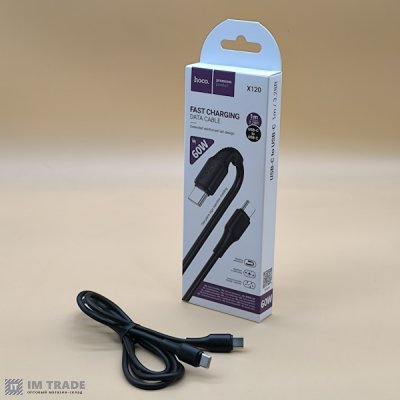 кабель Type-C to Type-C HOCO X120 Beneficio 60W 1м чорний