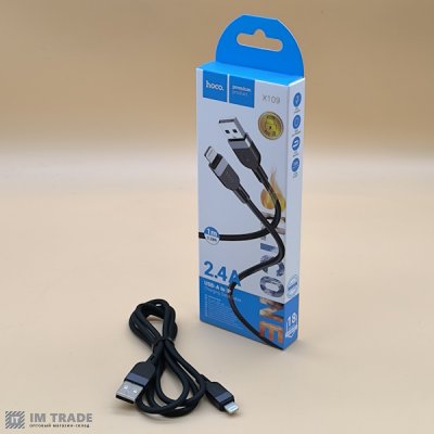 кабель Iphone 5G 1м HOCO X109 Energy silicone чорний