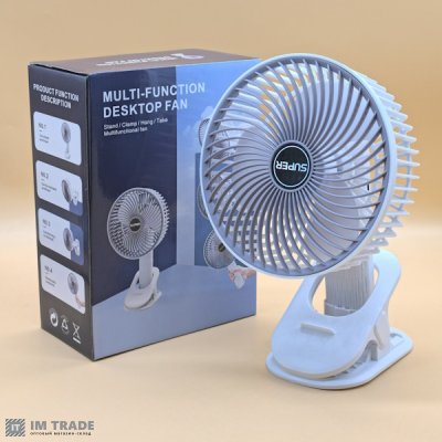 Вентилятор на прищепці з вбудованим акумулятором зарядом від Type-C CLAMP FAN MST-A2