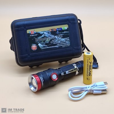 Ліхтар акум BL-736-T6 zoom microUSB, 18650  2 реж(плав.регул.)