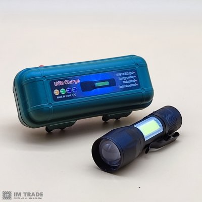 Ліхтар вбуд.акум алюм BL-511-XPE+COB (BL-8424) zoom +BOX,microUSB 3реж