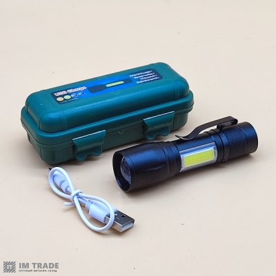 Ліхтар вбуд.акум алюм BL-513-XPE+COB zoom  +BOX,microUSB 3реж