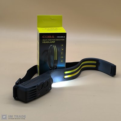 Ліхтар налоб вбуд.акум пласт BL-W689-2red (COBчерв.білий+LM) +Дат.руху,Type-C  7реж