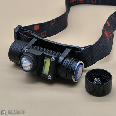 Ліхтар налоб акум XQ-210-2-XPE+COB +microUSB,18650  4режимів