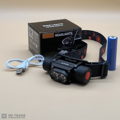 Ліхтар налоб акум XQ-210-2T6 (жовте+біле) +microUSB,18650  5режимів