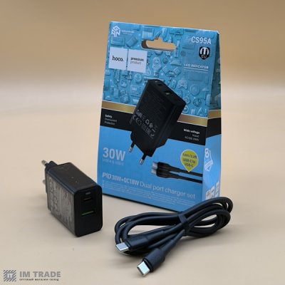 СЗУ Hoco CS95A кабель Type-C-Type-C PD30W+QC18W