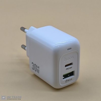 СЗУ Hoco CS55A Surplus PD 30W + OC3.0 (1Type-C/1USB) білий 